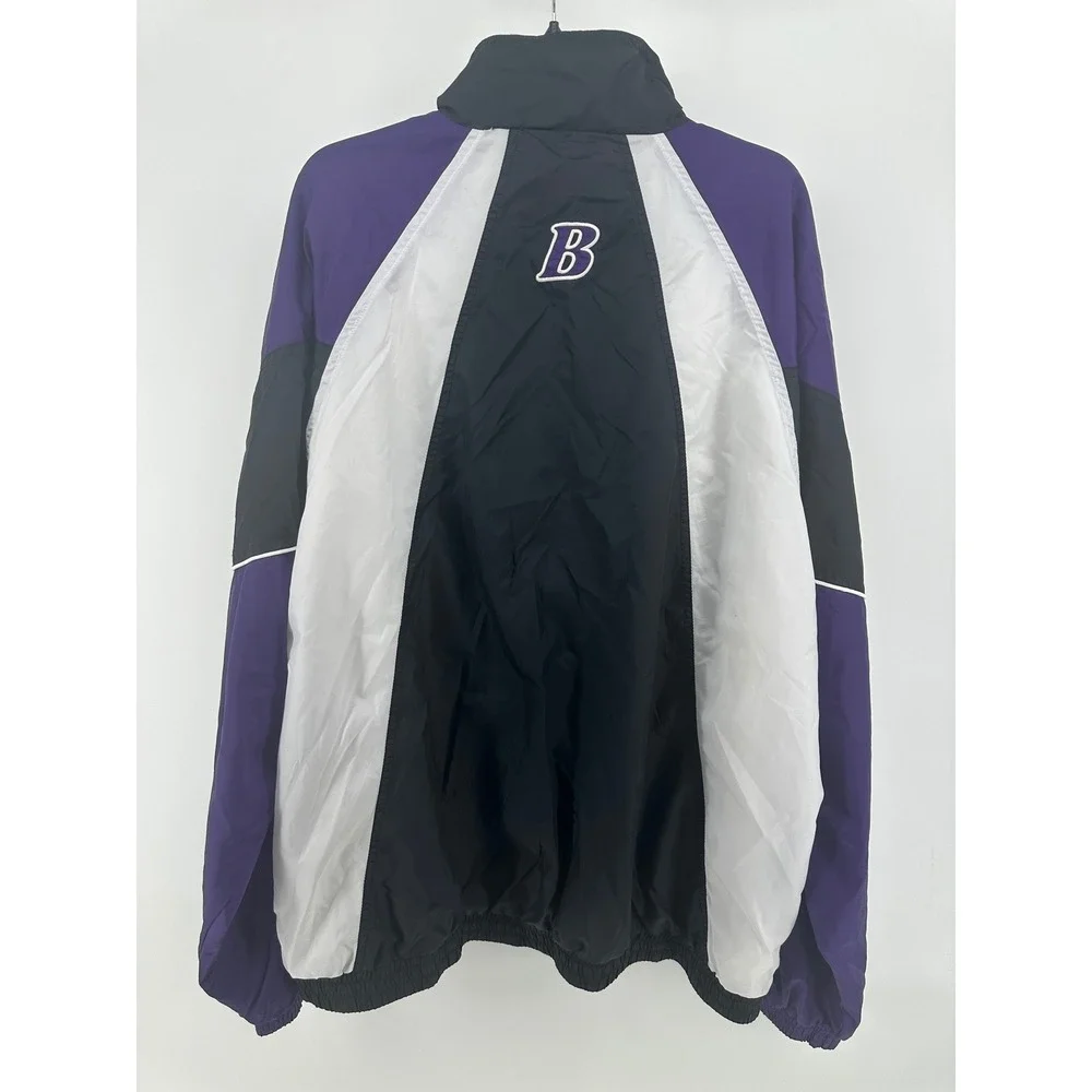 Vintage Bike Mens XLT Colorblock Windbreaker Jacket Purple Black White Full Zip‎